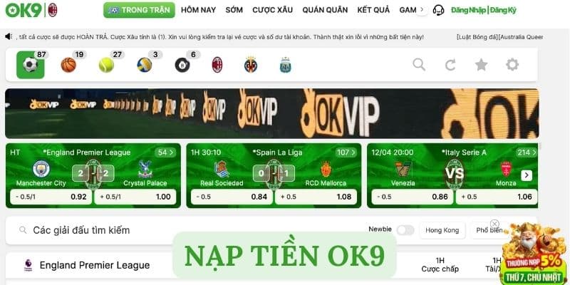 Nạp tiền OK9 nhanh gọn, chính xác và không gặp lỗi